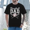 Fathers Cute Vintage Baseball Dad Sport Lovers Batter Player Men T-Shirt