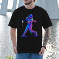 Ice Cream Drip Melting Baseball Bat Player Baseball Dad Men T-Shirt