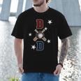 Patriotic Baseball Dad Father's Day Red Blue Star Men T-Shirt