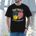 Patriotic US Flag Softball Dad Like A Baseball Dad Men T-Shirt Patriotic US Flag Softball Dad Like A Baseball Dad Men T-Shirt