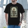Retro Skeleton Baseball Dad Tarot Card Halloween Sport Lover Men T-Shirt