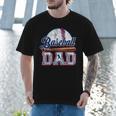 Vintage Baseball Dad Happy Fathers Day For Men Sports Lovers Men T-Shirt