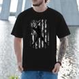 Vintage Baseball US Camouflage Flag Tee Baseball Dad Player Men T-Shirt