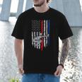 Vintage Baseball US Flag Tee Baseball Dad Player Coach Men T-Shirt