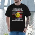 Vintage Softball Dad Like A Baseball Dad US Flag Fathers Day Men T-Shirt