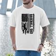 Baseball Dad Retro American USA Flag Baseball Father's Day Men T-Shirt