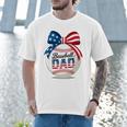 Vintage Baseball Dad Patriotic USA Flag 4th Of July Fathers Premium Men T-Shirt