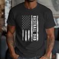 Baseball Dad American Flag Grunge Retro Vintage Father Men T-Shirt