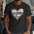 Baseball Dad Leopard Heart Baseball Lover Men T-Shirt