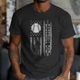 Baseball Dad Silhouette Bat Flag Stars Men T-Shirt Baseball Dad Silhouette Bat Flag Stars Men T-Shirt