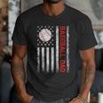 Baseball Dad USA American Flag Men Daddy Fathers Day Men T-Shirt