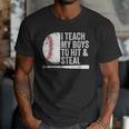 Baseball Dads Baseball Dad I Teach My Boys To Hit And Steal Men T-Shirt
