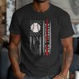 Father's Day USA Flag Patriotic Baseball Dad Men T-Shirt