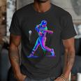 Ice Cream Drip Melting Baseball Bat Player Baseball Dad Men T-Shirt