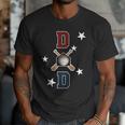 Patriotic Baseball Dad Father's Day Red Blue Star Men T-Shirt