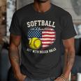 Patriotic US Flag Softball Dad Like A Baseball Dad Men T-Shirt Patriotic US Flag Softball Dad Like A Baseball Dad Men T-Shirt