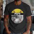 Pops Of Ballers Softball Baseball Dad Men T-Shirt Pops Of Ballers Softball Baseball Dad Men T-Shirt