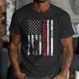 Proud Baseball Dad American Flag Sports Father Day Men T-Shirt