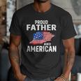 Proud Father And American Flag Baseball Dad Father Patriotic Men T-Shirt