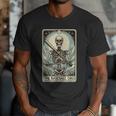 Retro Skeleton Baseball Dad Tarot Card Halloween Sport Lover Men T-Shirt