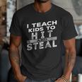 I Teach My Kids To Hit Steal Fun Softball Baseball Dad Coach Men T-Shirt I Teach My Kids To Hit Steal Fun Softball Baseball Dad Coach Men T-Shirt