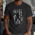 Vintage Baseball US Camouflage Flag Tee Baseball Dad Player Men T-Shirt