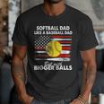 Vintage Softball Dad Like A Baseball Dad US Flag Fathers Day Men T-Shirt