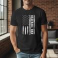 Baseball Dad American Flag Grunge Retro Vintage Father Men T-Shirt