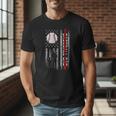 Father's Day USA Flag Patriotic Baseball Dad Men T-Shirt