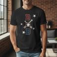 Patriotic Baseball Dad Father's Day Red Blue Star Men T-Shirt
