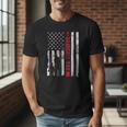 Proud Baseball Dad American Flag Sports Father Day Men T-Shirt