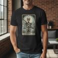 Retro Skeleton Baseball Dad Tarot Card Halloween Sport Lover Men T-Shirt