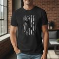 Vintage Baseball US Camouflage Flag Tee Baseball Dad Player Men T-Shirt