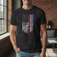 Vintage Baseball US Flag Tee Baseball Dad Player Coach Men T-Shirt