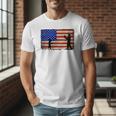 Baseball Coach Baseball Dad American Flag Men T-Shirt