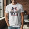 Baseball Dad American Flag Bow Sports Premium Men T-Shirt