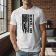 Baseball Dad Retro American USA Flag Baseball Father's Day Men T-Shirt