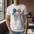 Vintage Baseball Dad Patriotic USA Flag 4th Of July Fathers Premium Men T-Shirt