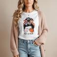 Baseball Mom Basketball Mom Of Both Messy Bun Mother's Day Women T-Shirt