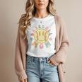 Groovy Retro Floral Happy Smiling Face Baseball Mom Women T-Shirt Groovy Retro Floral Happy Smiling Face Baseball Mom Women T-Shirt