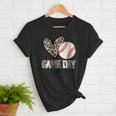 Baseball Game Day Vibes Baseball Mom Mama Leopard Cute Women T-Shirt