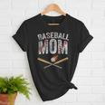 Baseball Mom Crossed Bats With Ball On Fire Distressed Women T-Shirt Baseball Mom Crossed Bats With Ball On Fire Distressed Women T-Shirt