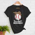 Baseball MomMom Baseball Player Leopard Mom Mom Women T-Shirt Baseball MomMom Baseball Player Leopard Mom Mom Women T-Shirt
