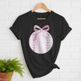 Coquette Baseball Mom Pink Bow Baseball Mama Women T-Shirt Coquette Baseball Mom Pink Bow Baseball Mama Women T-Shirt