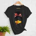 Messy Bun Baseball Mom Turkey Face Matching Thanksgiving Women T-Shirt
