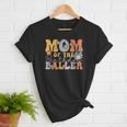 Mom Of The Birthday Baller Groovy Baseball Mom Women T-Shirt