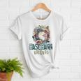 Artsy Baseball Mom Flowers Unique Game Day Ball Distressed Women T-Shirt