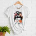 Baseball Mom Basketball Mom Of Both Messy Bun Mother's Day Women T-Shirt