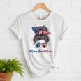 Baseball Mom USA American Flag 4th Of July Women T-Shirt