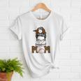 Baseball Mom Women Messy Bun Leopard Mother's Day Women T-Shirt